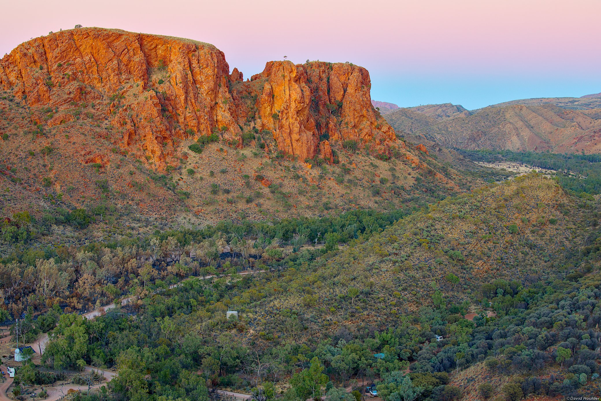 Trephina Gorge campgrounds at sunrise
